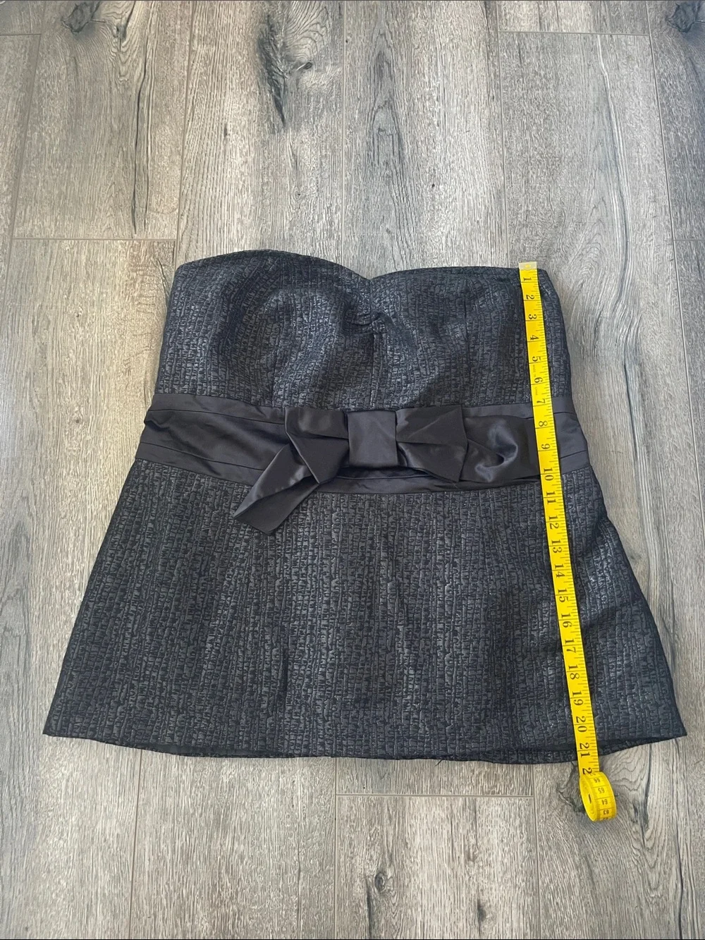 Lane Bryant Black Strapless Bow-Waist Textured Bustier Top - Picture 8 of 9